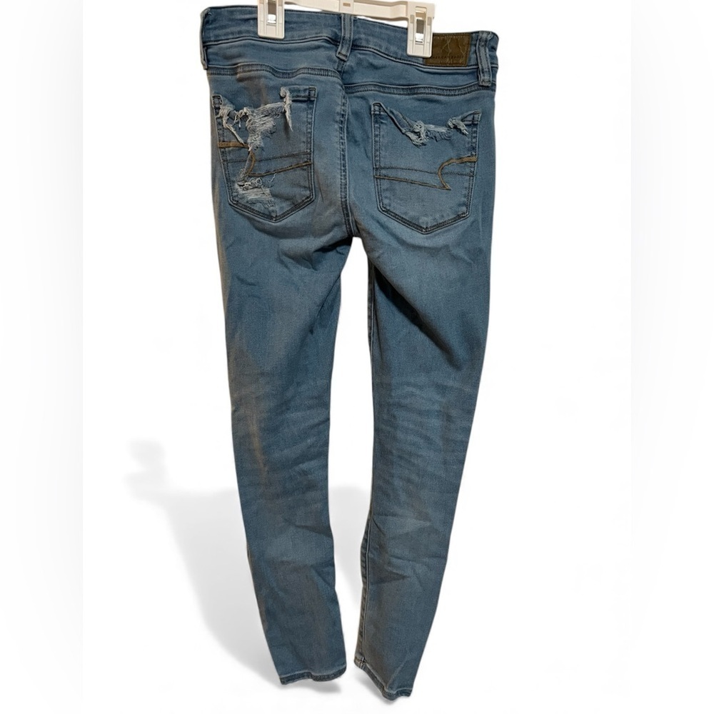 American Eagle Outfitters Ripped Blue Boyfriend Jeans Size 0 - Picture 2 of 8